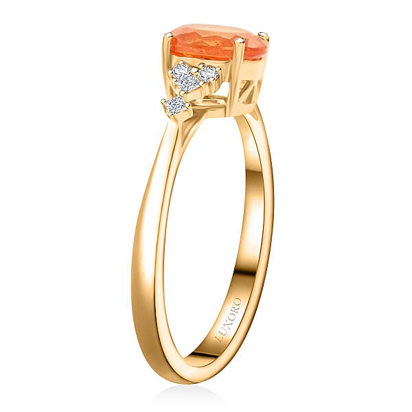 Shop Lc Certified & Appraised Luxoro AAA Spessartite Garnet And G-H I2 Diamond 2.35 Ctw Ring In 10K Yellow Gold