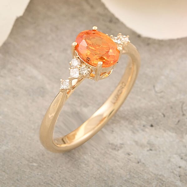 Shop Lc Certified & Appraised Luxoro AAA Spessartite Garnet And G-H I2 Diamond 2.35 Ctw Ring In 10K Yellow Gold