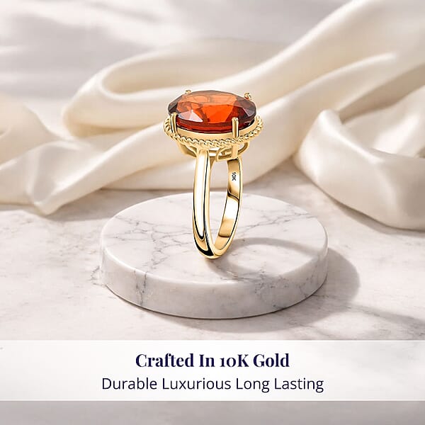Shop Lc Certified & Appraised Luxoro AAA Tanzanian Sunlit Garnet 7.05 Ctw Ring In 10K Yellow Gold 4.40 Grams