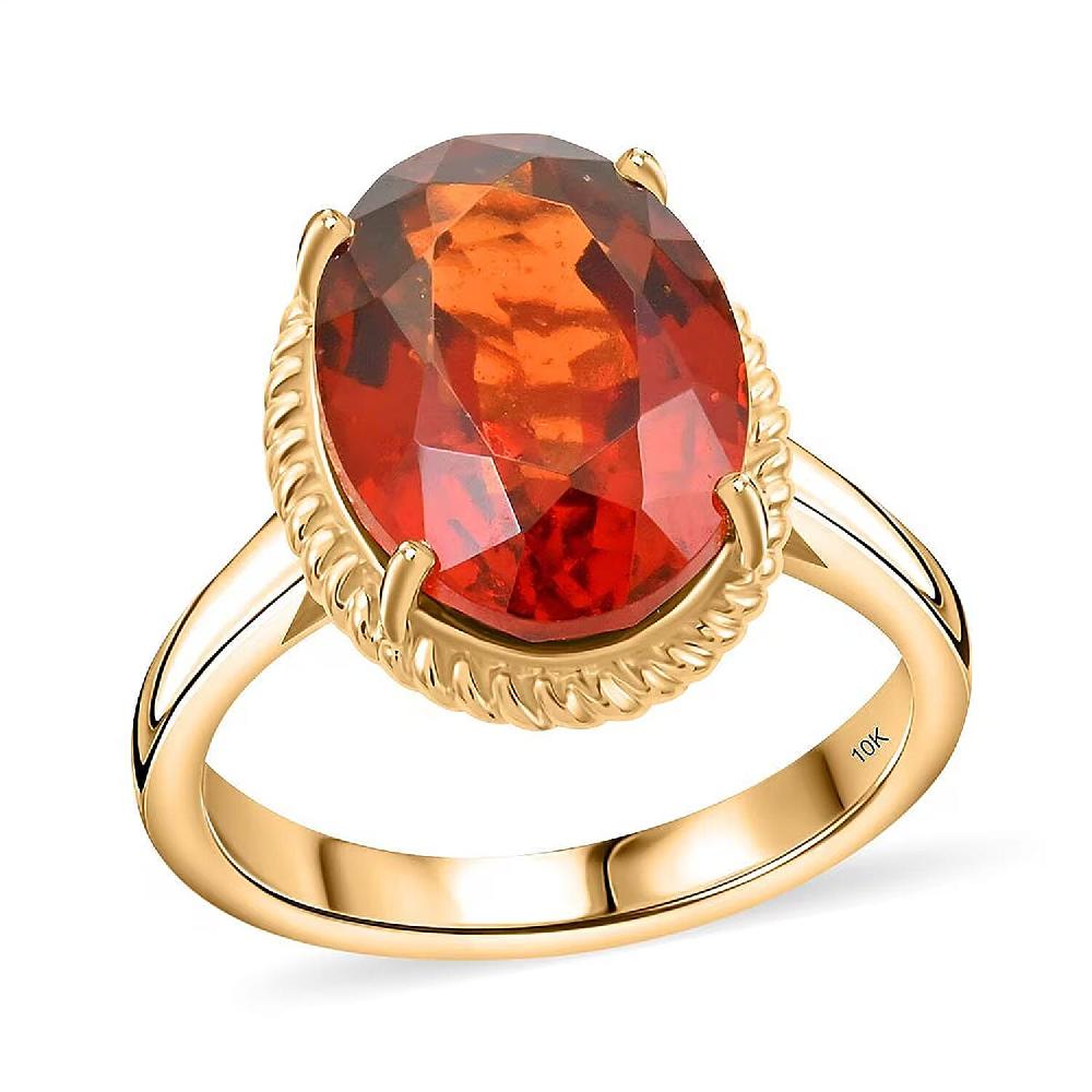 shop lc Certified & Appraised Luxoro AAA Tanzanian Sunlit Garnet 7.05 ctw Ring in 10K Yellow Gold 4.40 Grams