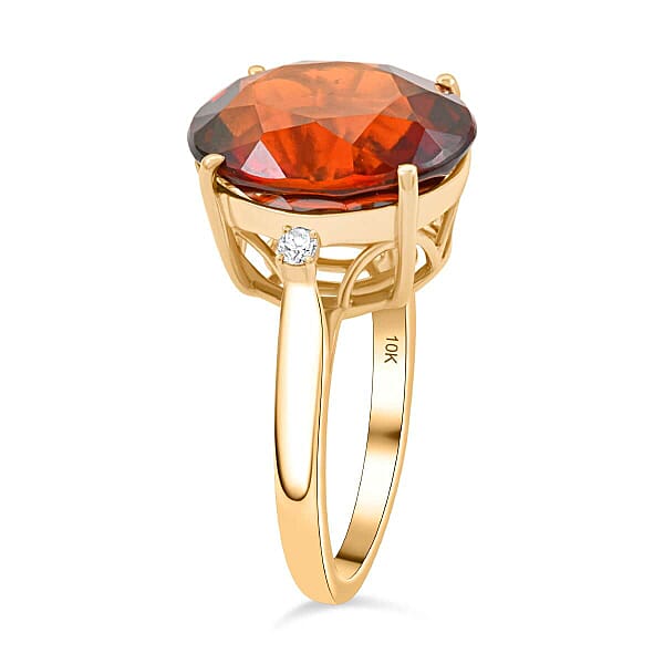 Shop Lc Certified & Appraised Luxoro AAA Tanzanian Sunlit Garnet And I2 Diamond 9.15 Ctw Ring In 10K Yellow Gold