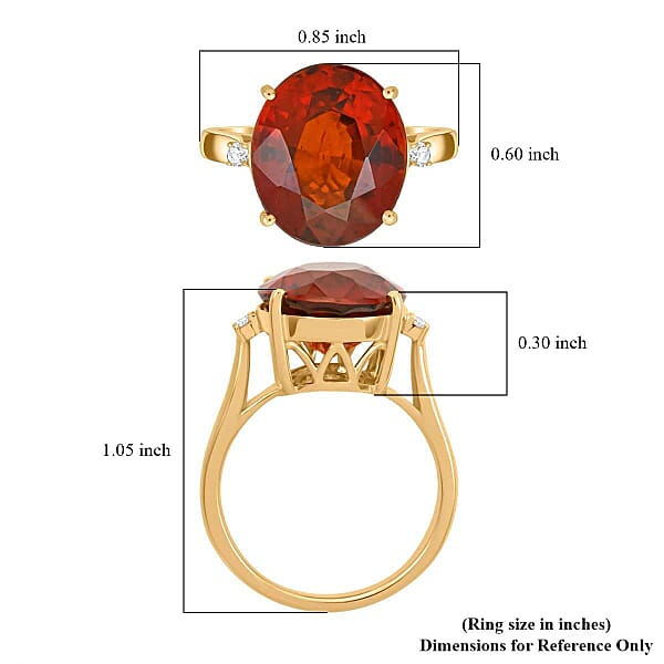 Shop Lc Certified & Appraised Luxoro AAA Tanzanian Sunlit Garnet And I2 Diamond 9.15 Ctw Ring In 10K Yellow Gold
