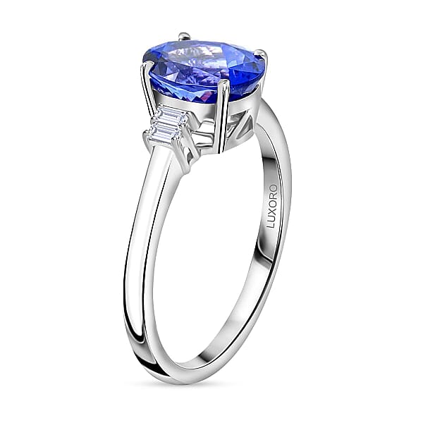 Shop Lc Certified & Appraised Luxoro AAA Tanzanite And G-H I2 Diamond 2.60 Ctw Ring In 14K White Gold
