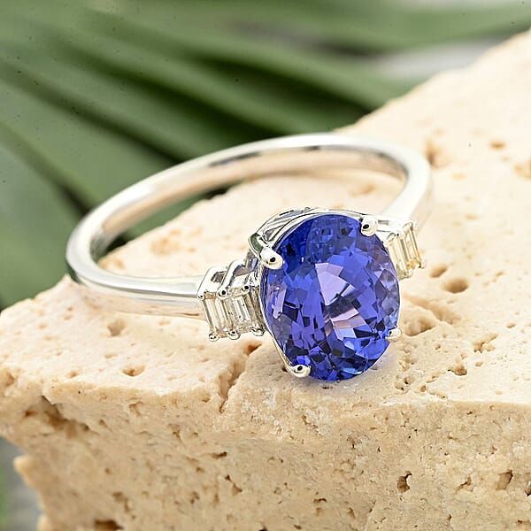 Shop Lc Certified & Appraised Luxoro AAA Tanzanite And G-H I2 Diamond 2.60 Ctw Ring In 14K White Gold