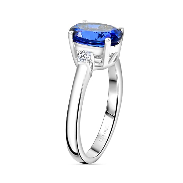 Shop Lc Certified & Appraised Luxoro AAA Tanzanite And G-H I2 Diamond 2.50 Ctw Ring In 14K White Gold