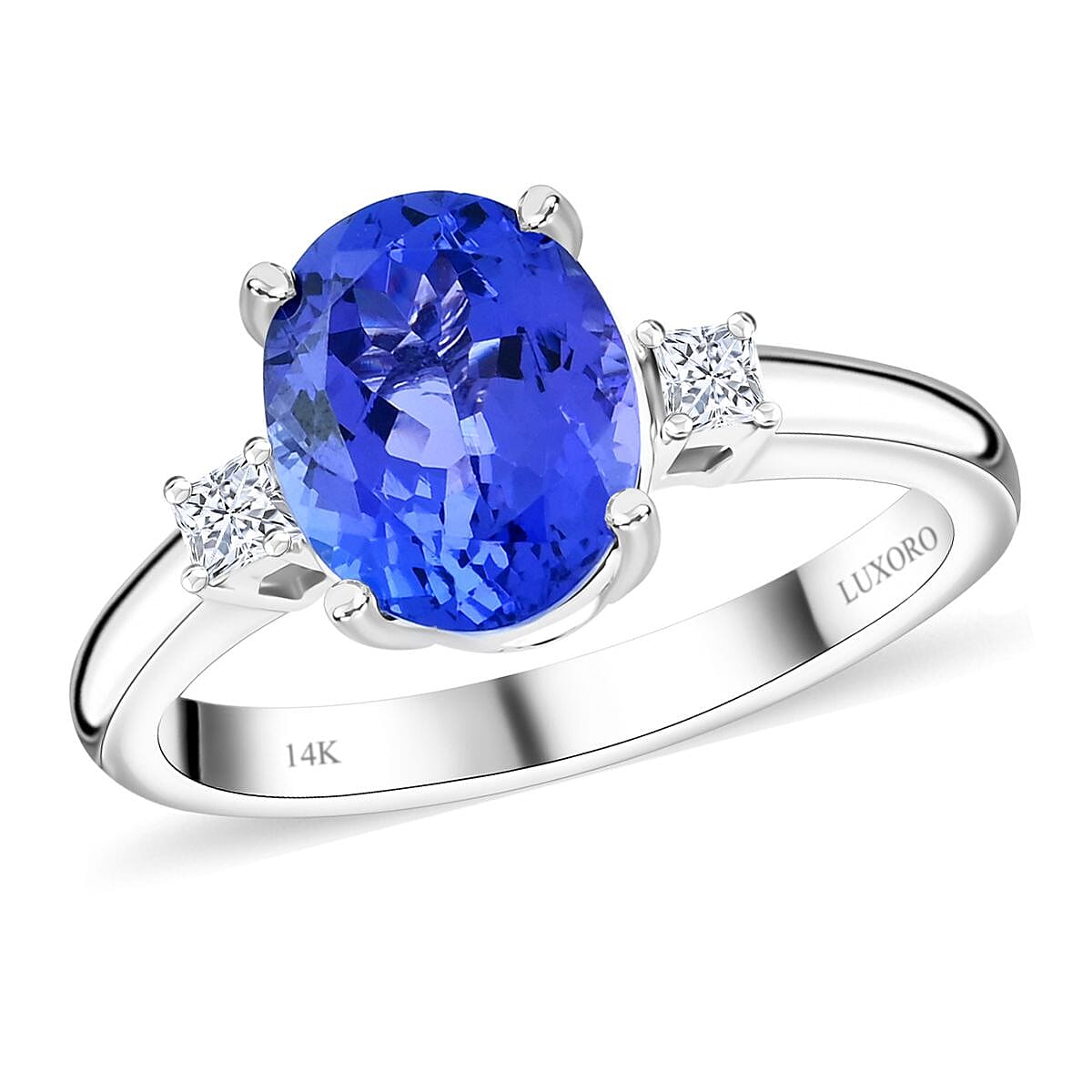 shop lc Certified & Appraised Luxoro AAA Tanzanite and G-H I2 Diamond 2.50 ctw Ring in 14K White Gold