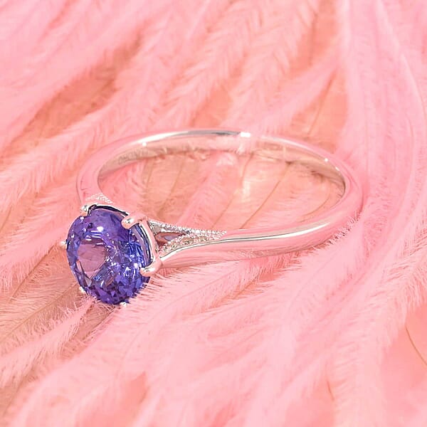 Shop Lc Certified & Appraised Luxoro AAA Tanzanite And G-H I2 Diamond 2.75 Ctw Ring In 14K White Gold 3.20 Grams