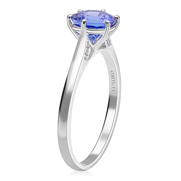 Shop Lc Certified & Appraised Luxoro AAA Tanzanite And G-H I2 Diamond 2.75 Ctw Ring In 14K White Gold 3.20 Grams