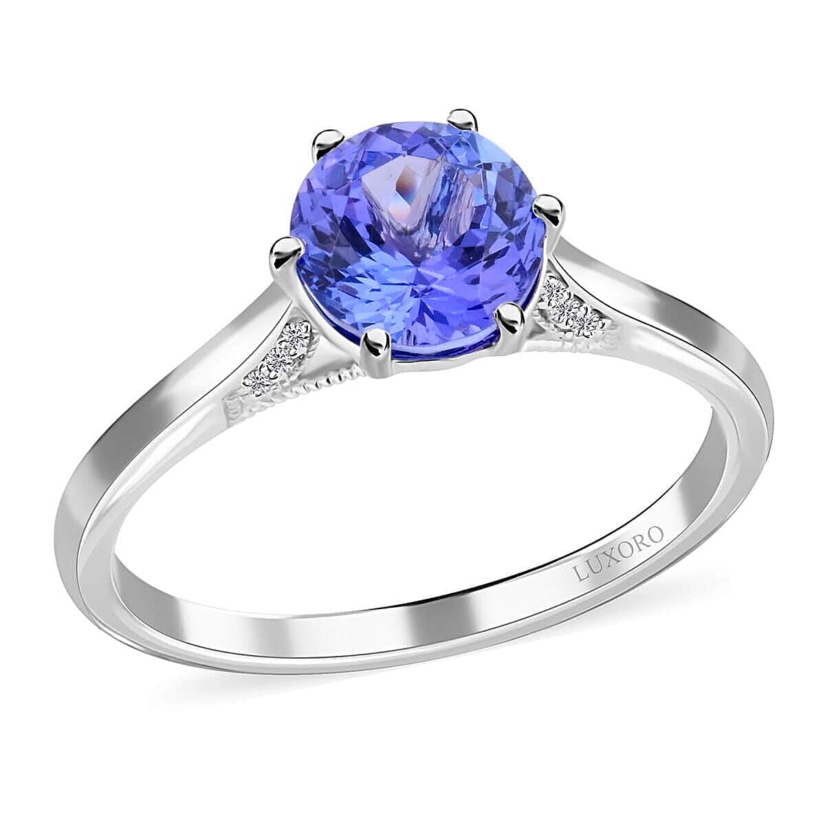 shop lc Certified & Appraised Luxoro AAA Tanzanite and G-H I2 Diamond 2.75 ctw Ring in 14K White Gold 3.20 Grams