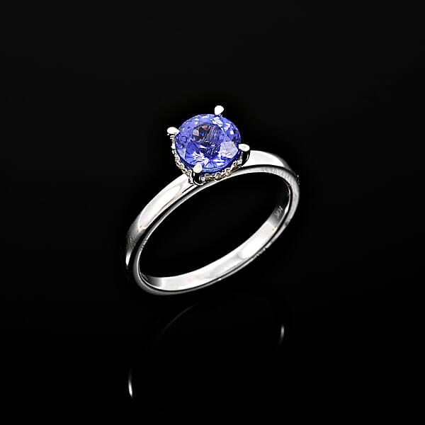Shop Lc Certified & Appraised Luxoro AAA Tanzanite And G-H I2 Diamond 2.05 Ctw Ring In 10K White Gold