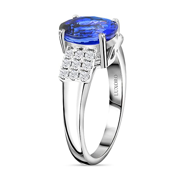 Shop Lc Certified & Appraised Luxoro AAA Tanzanite And G-H I2 Diamond Ring In 14K White Gold 4.60 Grams 2.75 Ctw