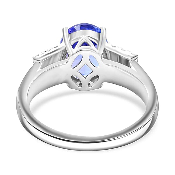 Shop Lc Certified & Appraised Luxoro AAA Tanzanite And G-H I2 Diamond Ring In 14K White Gold 4.60 Grams 2.75 Ctw