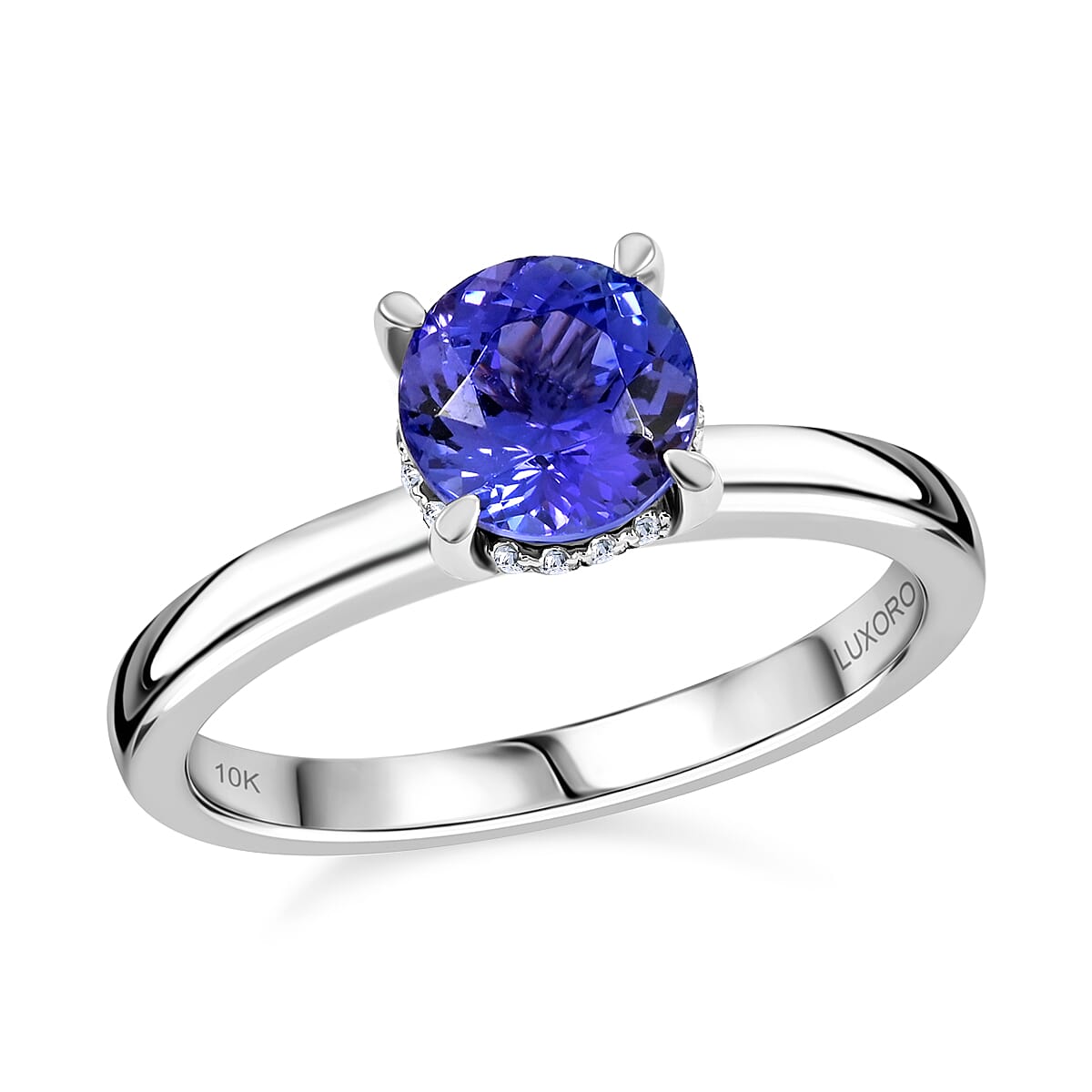 shop lc Certified & Appraised Luxoro AAA Tanzanite and G-H I2 Diamond 2.05 ctw Ring in 10K White Gold
