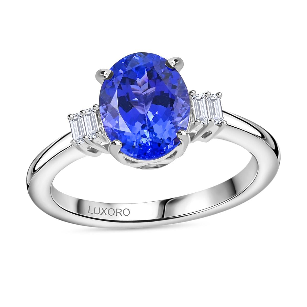 shop lc Certified & Appraised Luxoro AAA Tanzanite and G-H I2 Diamond 2.60 ctw Ring in 14K White Gold