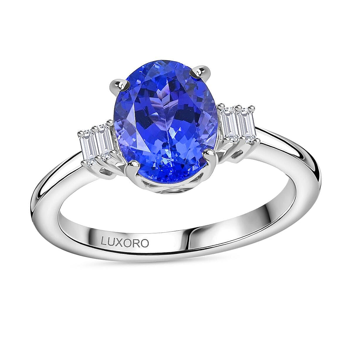 shop lc Certified & Appraised Luxoro AAA Tanzanite and G-H I2 Diamond 2.60 ctw Ring in 14K White Gold