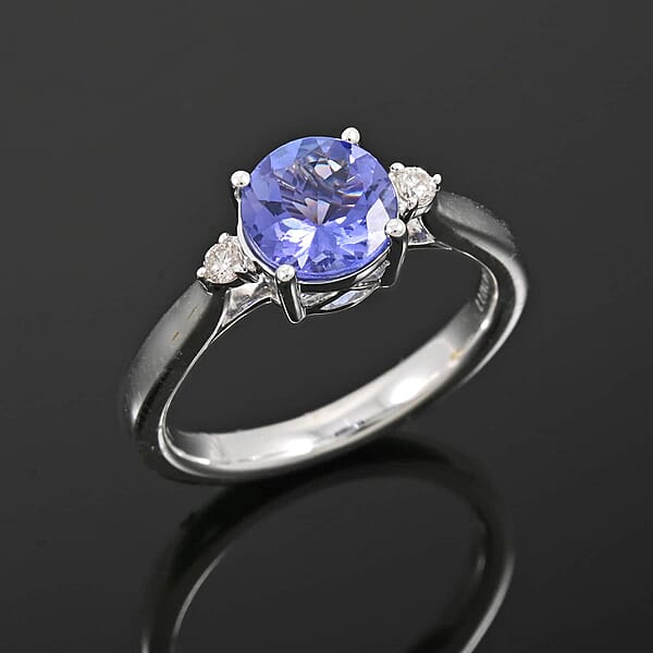 Shop Lc Certified & Appraised Luxoro AAA Tanzanite And G-H I2 Diamond 1.60 Ctw Ring In 10K White Gold With Free Tanzanite Book