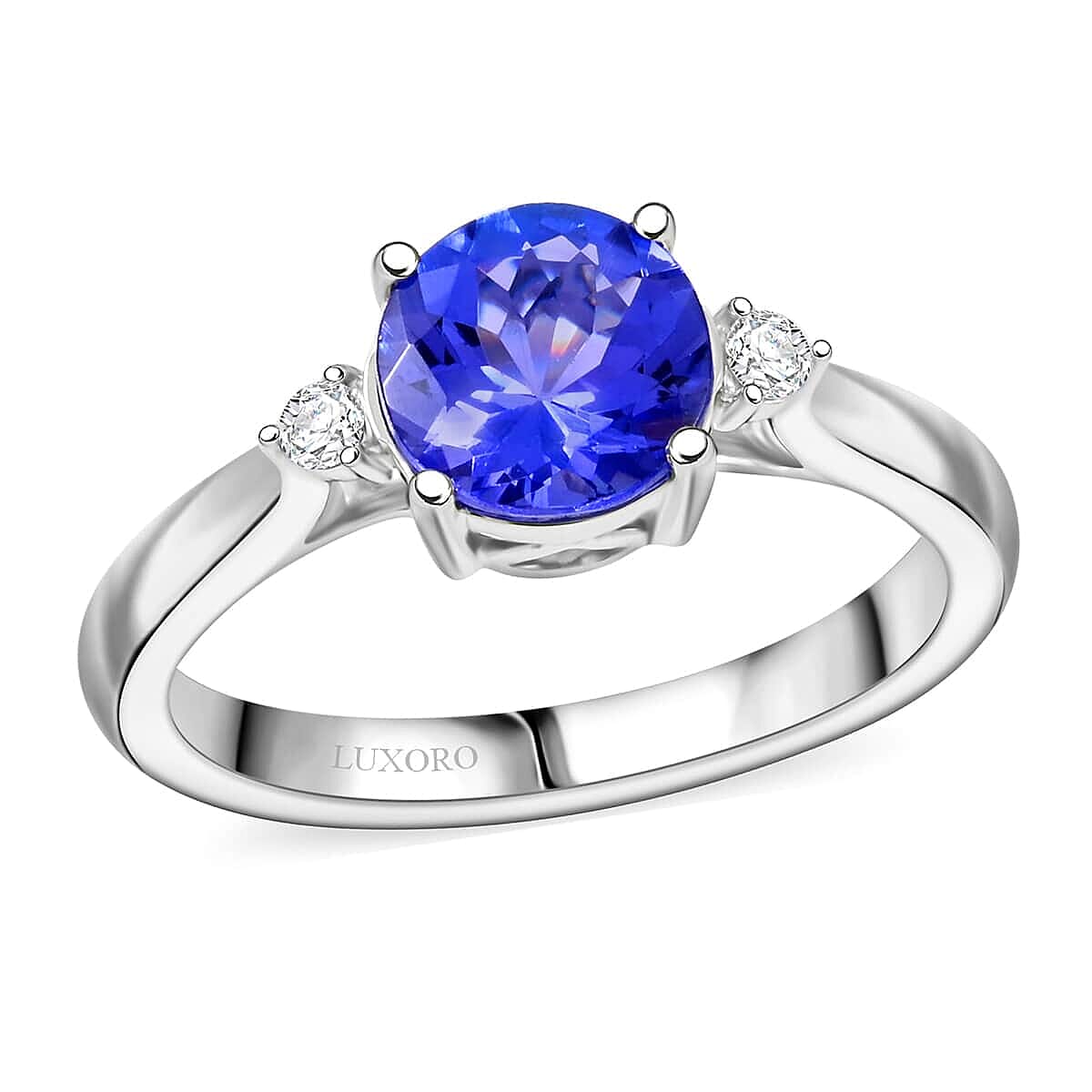 shop lc Certified & Appraised Luxoro AAA Tanzanite and G-H I2 Diamond 1.60 ctw Ring in 10K White Gold with Free Tanzanite Book