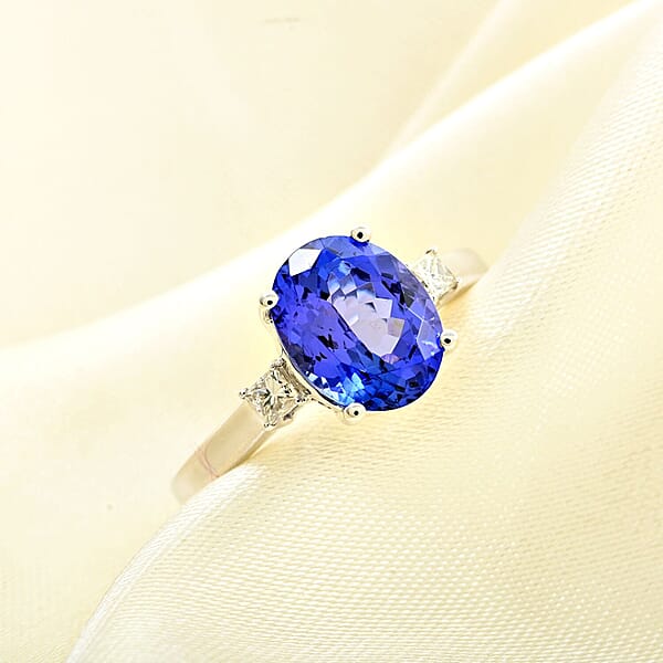 Shop Lc Certified & Appraised Luxoro AAA Tanzanite And G-H I2 Diamond 2.50 Ctw Ring In 14K White Gold