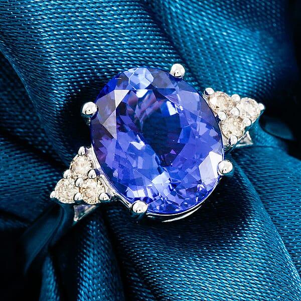 Shop Lc Certified & Appraised Luxoro AAA Tanzanite And I2 Diamond 3.00 Ctw Ring In 14K White Gold