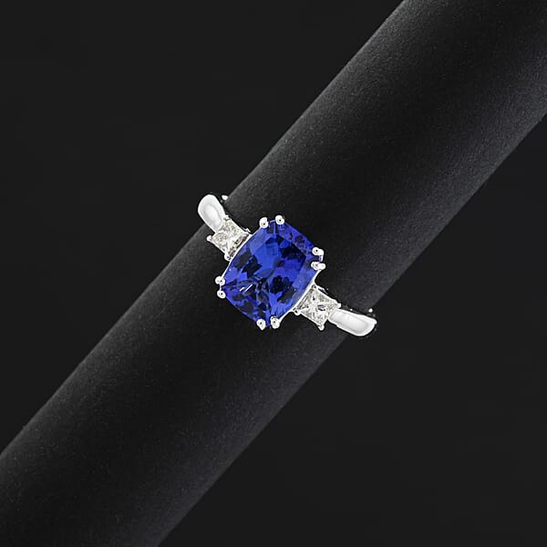Shop Lc Certified & Appraised Luxoro AAA Tanzanite And I2 Diamond 2.25 Ctw Ring In 10K White Gold