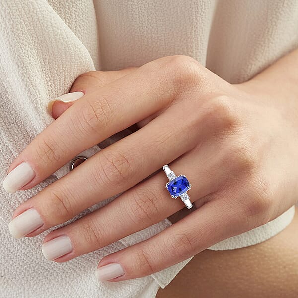 Shop Lc Certified & Appraised Luxoro AAA Tanzanite And I2 Diamond 2.25 Ctw Ring In 10K White Gold