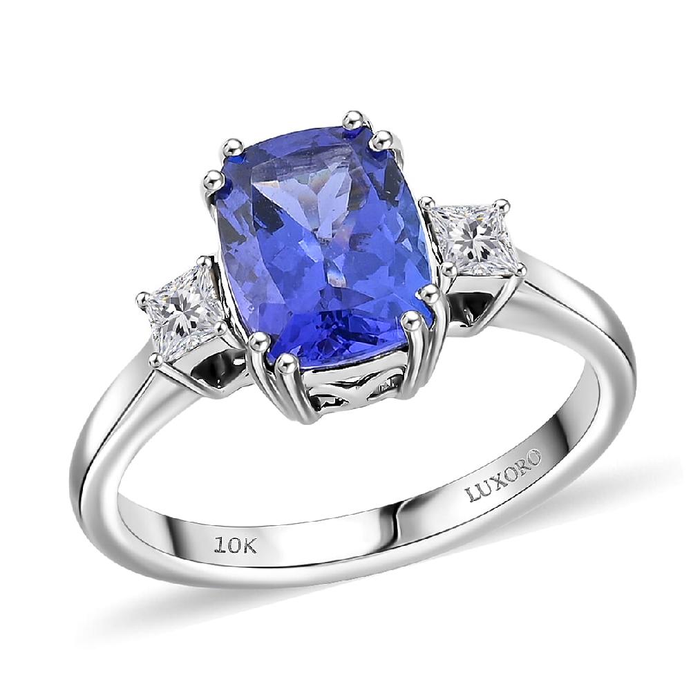 shop lc Certified & Appraised Luxoro AAA Tanzanite and I2 Diamond 2.25 ctw Ring in 10K White Gold