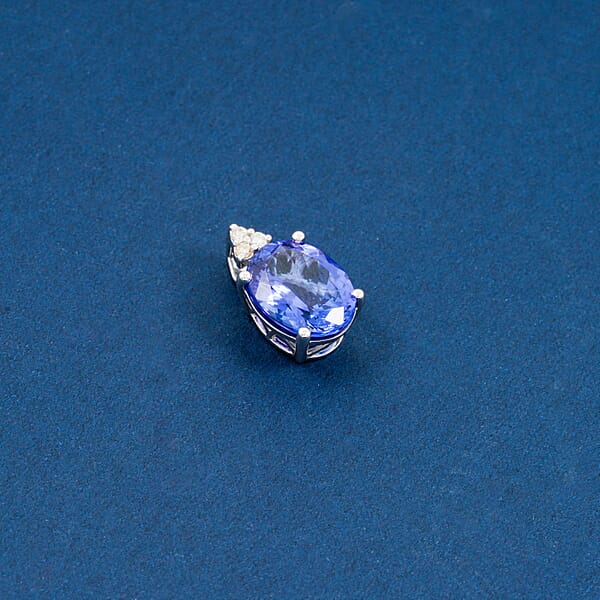 Shop Lc Certified & Appraised Luxoro AAA Tanzanite And I2 Diamond 3.30 Ctw Pendant Necklace 18 Inches In 14K White Gold