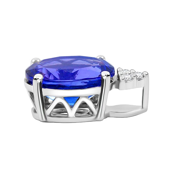 Shop Lc Certified & Appraised Luxoro AAA Tanzanite And I2 Diamond 3.30 Ctw Pendant Necklace 18 Inches In 14K White Gold
