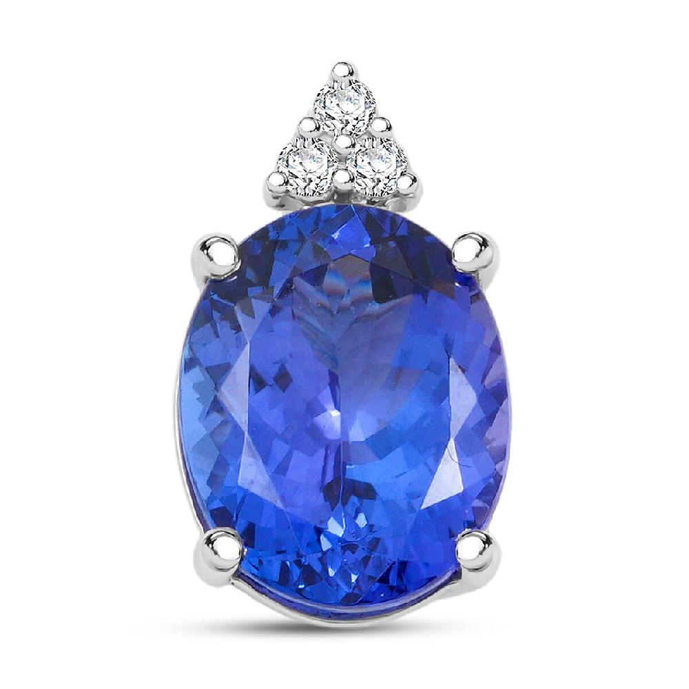 shop lc Certified & Appraised Luxoro AAA Tanzanite and I2 Diamond 3.30 ctw Pendant Necklace 18 Inches in 14K White Gold