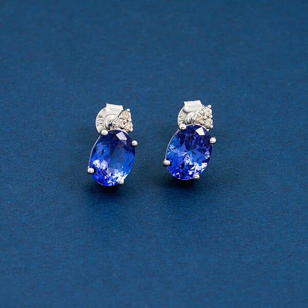 Shop Lc Certified & Appraised Luxoro AAA Tanzanite And I2 Diamond 3.50 Ctw Earrings In 14K White Gold