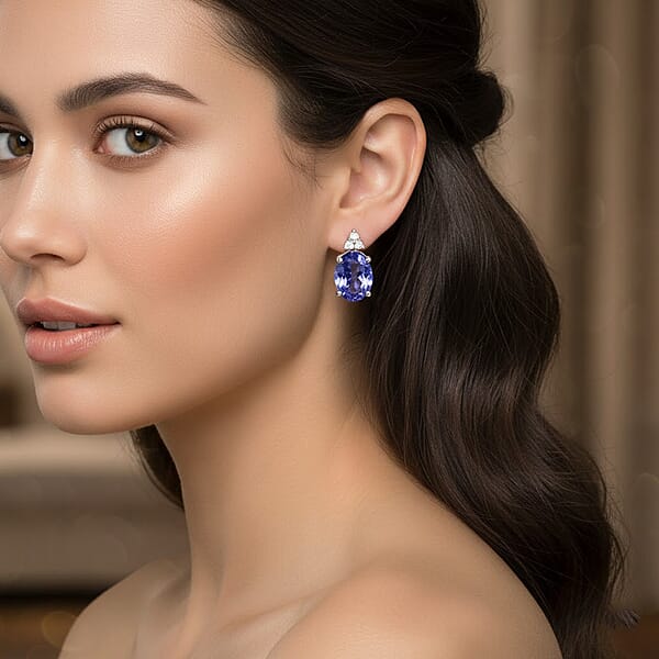 Shop Lc Certified & Appraised Luxoro AAA Tanzanite And I2 Diamond 3.50 Ctw Earrings In 14K White Gold