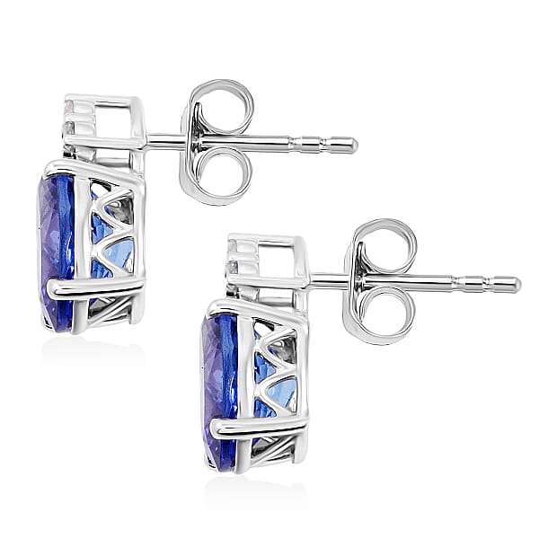 Shop Lc Certified & Appraised Luxoro AAA Tanzanite And I2 Diamond 3.50 Ctw Earrings In 14K White Gold