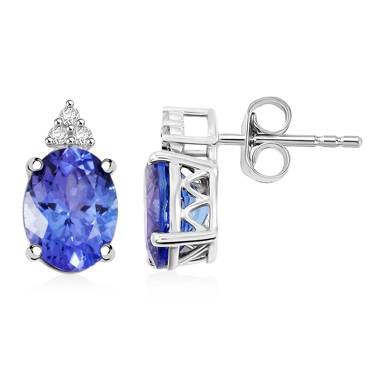 shop lc Certified & Appraised Luxoro AAA Tanzanite and I2 Diamond 3.50 ctw Earrings in 14K White Gold