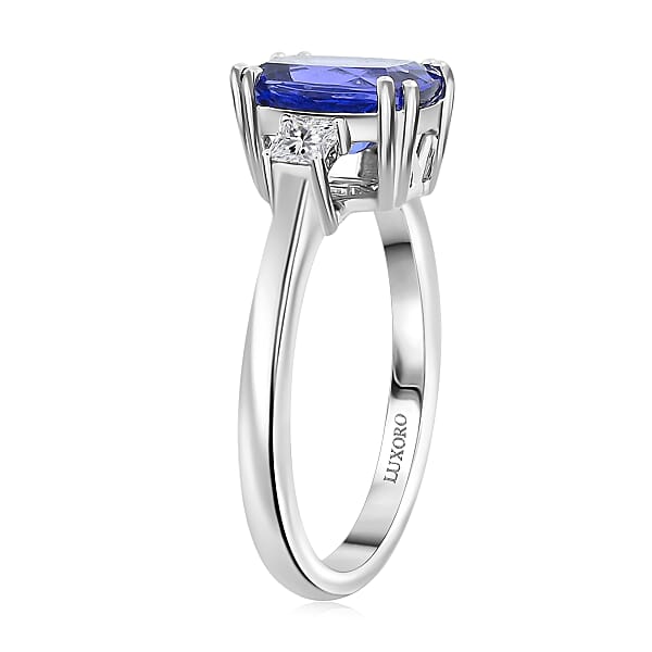 Shop Lc Certified & Appraised Luxoro AAA Tanzanite And I2 Diamond 2.25 Ctw Ring In 10K White Gold