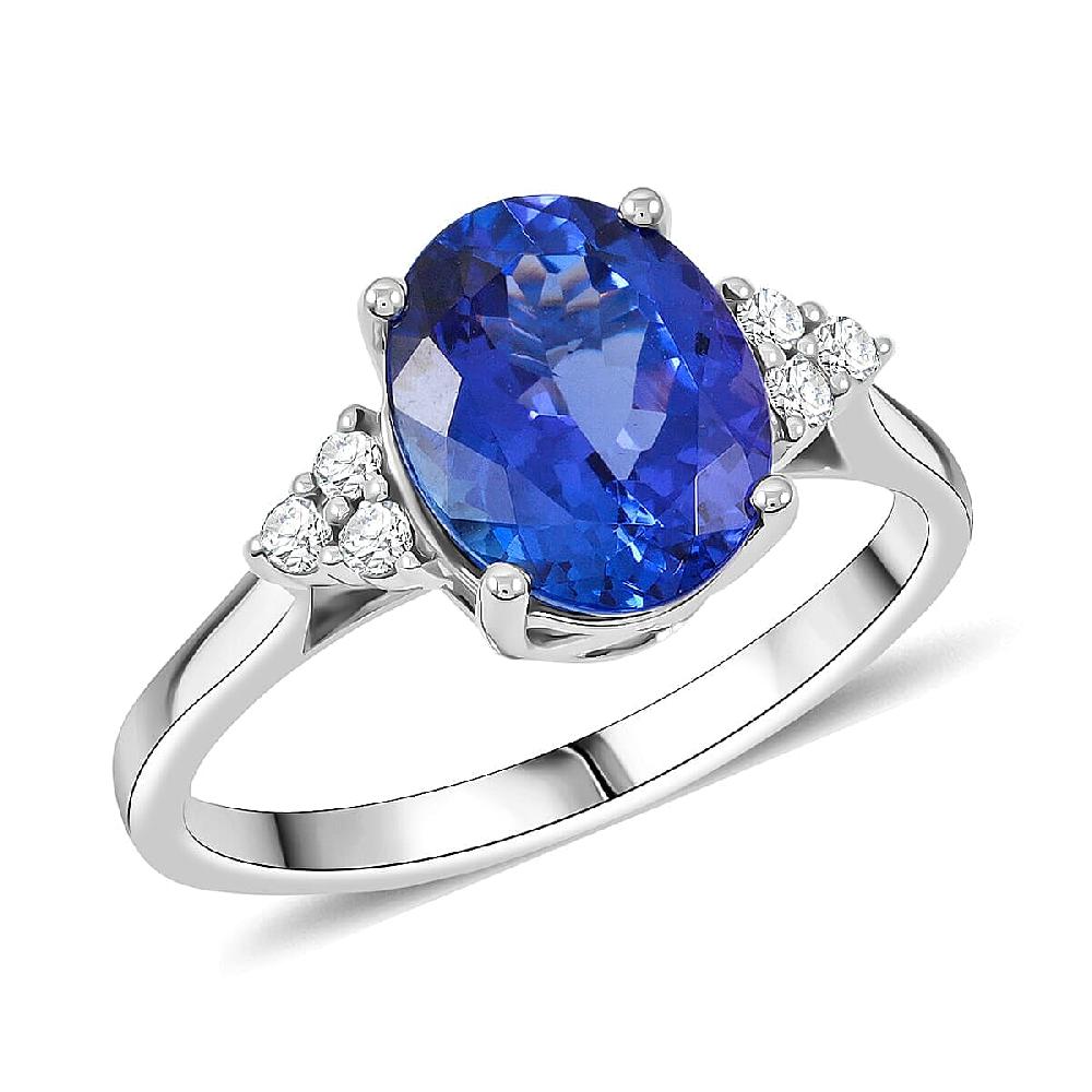 shop lc Certified & Appraised Luxoro AAA Tanzanite and I2 Diamond 3.00 ctw Ring in 14K White Gold