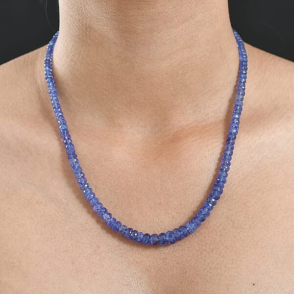 Shop Lc Certified & Appraised Luxoro AAA Tanzanite Beaded Graduated 125 Ctw Necklace 18-20 Inches In 14K Yellow Gold