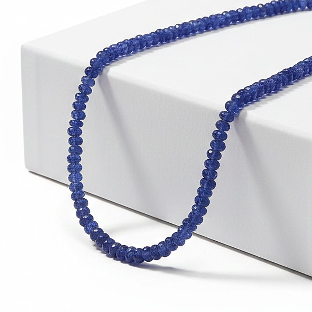shop lc Certified & Appraised Luxoro AAA Tanzanite Beaded Graduated 125 ctw Necklace 18-20 Inches in 14K Yellow Gold