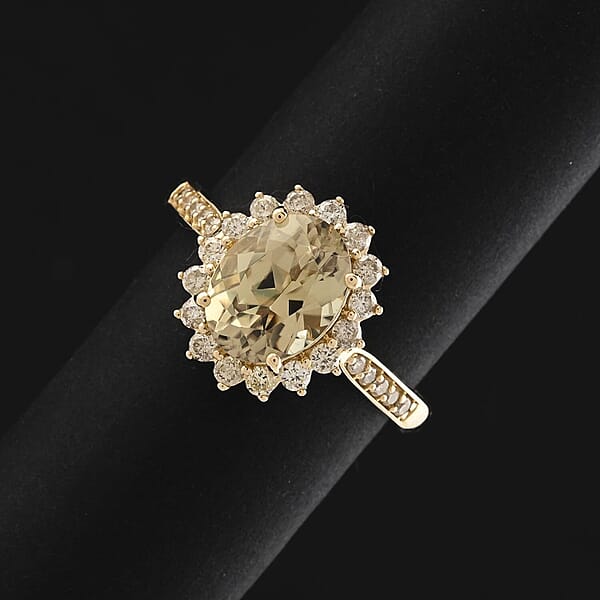 Shop Lc Certified & Appraised Luxoro AAA Turkizite And G-H I2 Diamond 2.50 Ctw Ring In 10K Yellow Gold