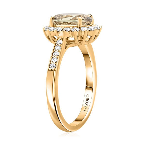 Shop Lc Certified & Appraised Luxoro AAA Turkizite And G-H I2 Diamond 2.50 Ctw Ring In 10K Yellow Gold