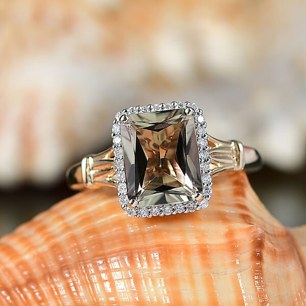 Shop Lc Certified & Appraised Luxoro AAA Turkizite And G-H I2 Diamond 4.30 Ctw Ring In 14K Yellow Gold (Del. In 10-15 Days)