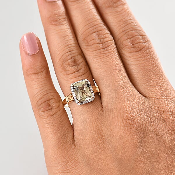 Shop Lc Certified & Appraised Luxoro AAA Turkizite And G-H I2 Diamond 4.30 Ctw Ring In 14K Yellow Gold (Del. In 10-15 Days)