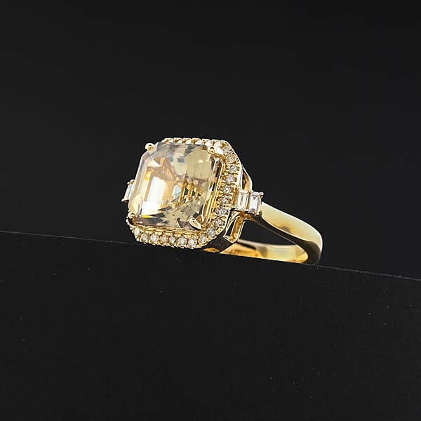 Shop Lc Certified & Appraised Luxoro AAA Turkizite And G-H I2 Diamond 5.96 Ctw Halo Ring In 10K Yellow Gold 5.26 Grams