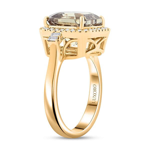 Shop Lc Certified & Appraised Luxoro AAA Turkizite And G-H I2 Diamond 5.96 Ctw Halo Ring In 10K Yellow Gold 5.26 Grams