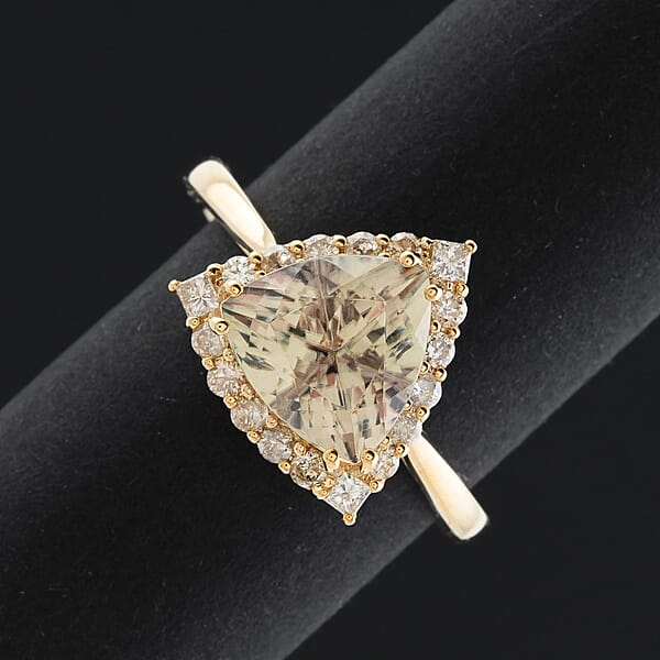 Shop Lc Certified & Appraised Luxoro AAA Turkizite And G-H I2 Diamond 3.50 Ctw Ring In 10K Yellow Gold
