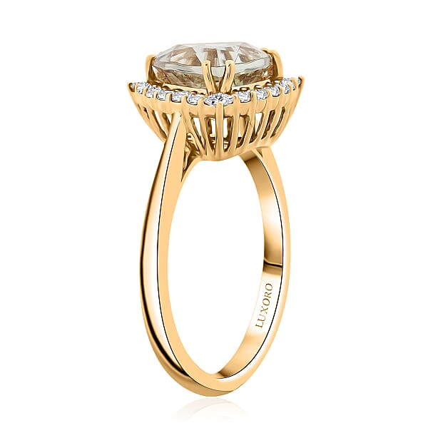 Shop Lc Certified & Appraised Luxoro AAA Turkizite And G-H I2 Diamond 3.50 Ctw Ring In 10K Yellow Gold