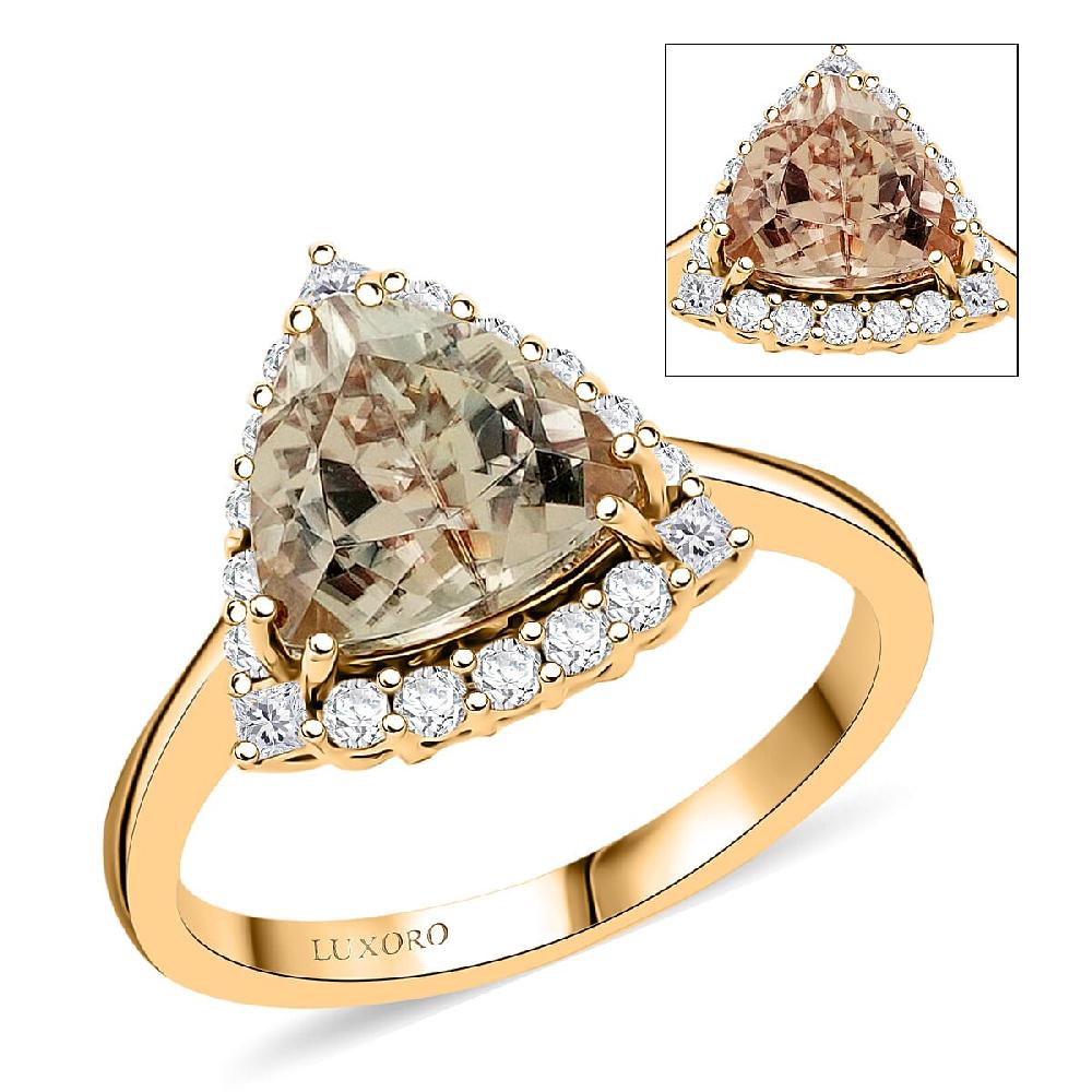 shop lc Certified & Appraised Luxoro AAA Turkizite and G-H I2 Diamond 3.50 ctw Ring in 10K Yellow Gold
