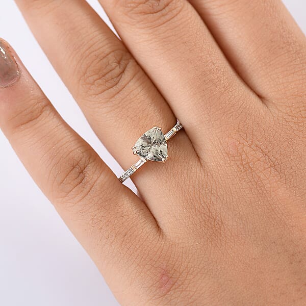 Shop Lc Certified & Appraised Luxoro AAA Turkizite And G-H I2 Diamond 2.20 Ctw Ring In 14K Yellow Gold