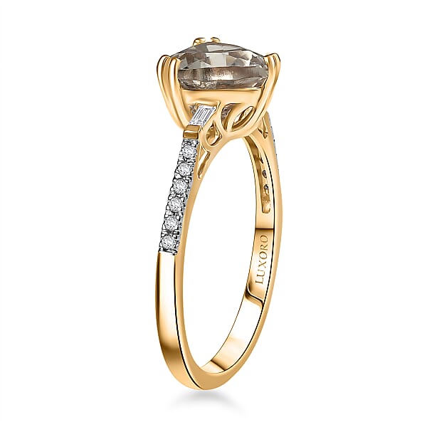 Shop Lc Certified & Appraised Luxoro AAA Turkizite And G-H I2 Diamond 2.20 Ctw Ring In 14K Yellow Gold