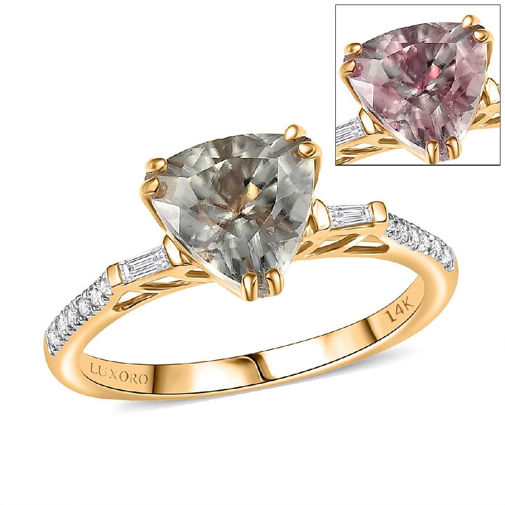 shop lc Certified & Appraised Luxoro AAA Turkizite and G-H I2 Diamond 2.20 ctw Ring in 14K Yellow Gold