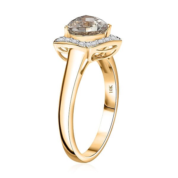 Shop Lc Certified & Appraised Luxoro AAA Turkizite And G-H I2 Diamond 2.38 Ctw Ring In 10K Yellow Gold 4.27 Grams